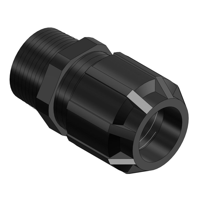 T&B 2942NM Ranger Liquidtight Strain Relief Cord Connector, 1 in Trade, 0.7 to 0.95 in Cable Openings, Nylon 6.6/Polyamide